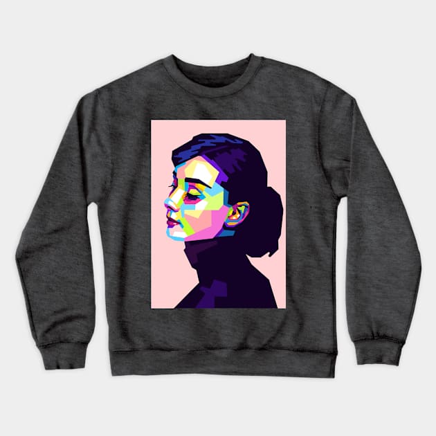 Audrey Hepburn - WPAP Crewneck Sweatshirt by Wahyu Aji Sadewa